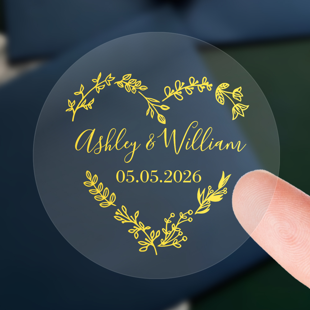 Personalised Candle Label - 50PCS Personalized Wedding Stickers, Transparent Round