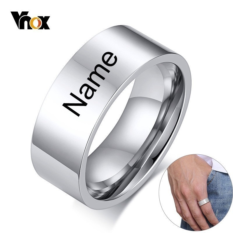 Initial Ring Custom - Vnox 8mm Classic Plain Ring for