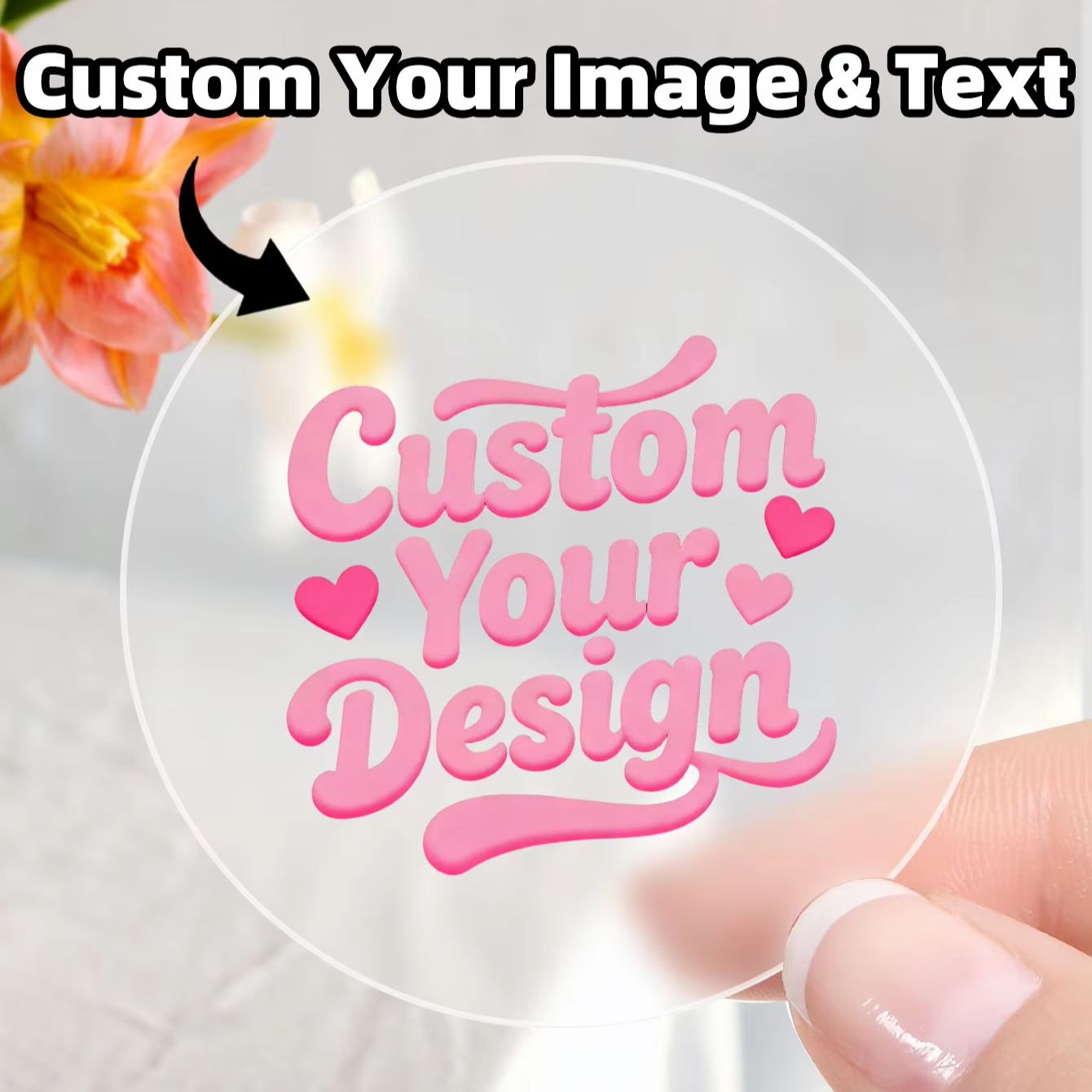 Personalised Candle Label - 1-90PCS Custom Round Clear Stickers for