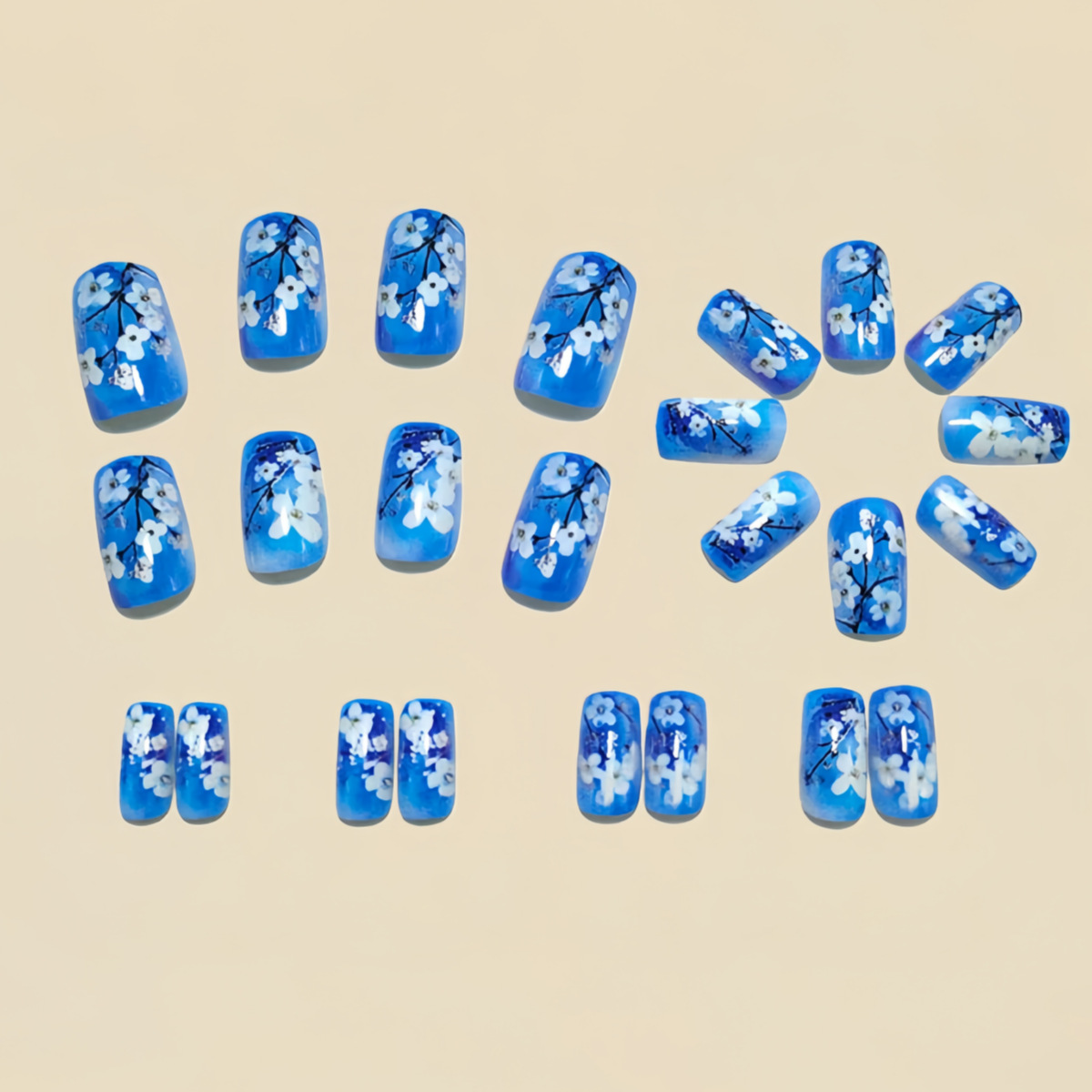 Medium fake nails for women gi - Pressed Flower Art review and price
