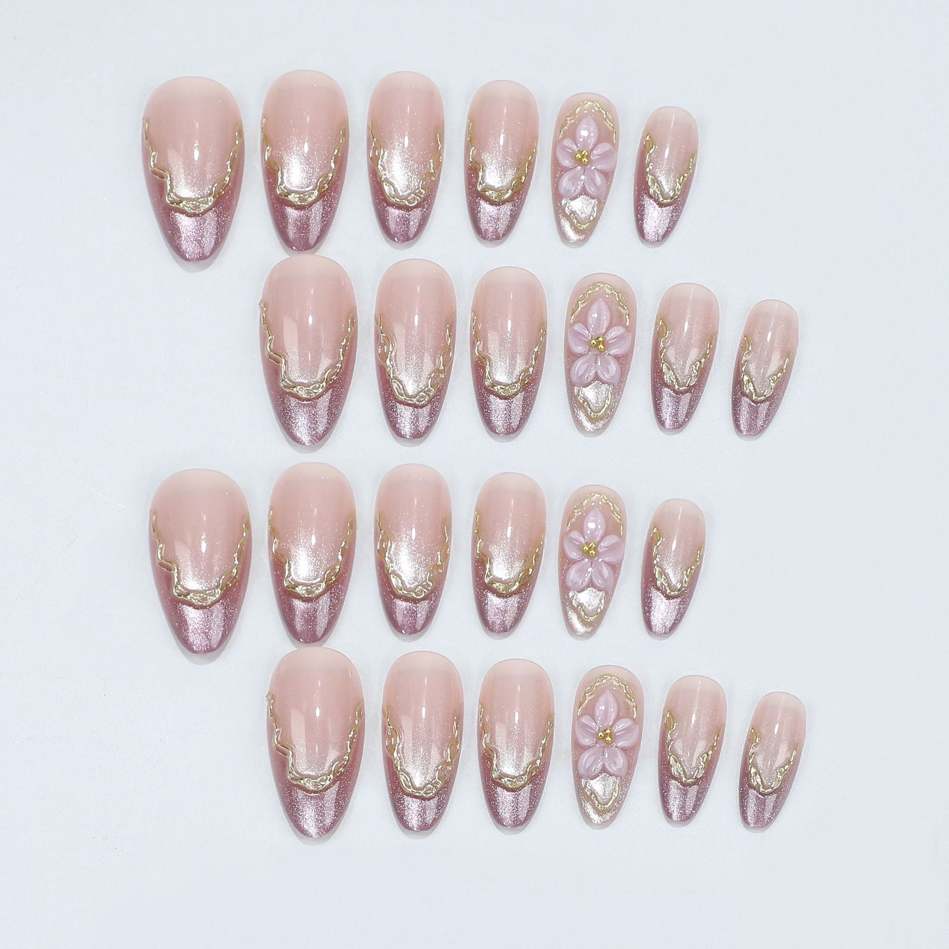 3D flowers fake nails with glo - Pressed Flower Art review and price