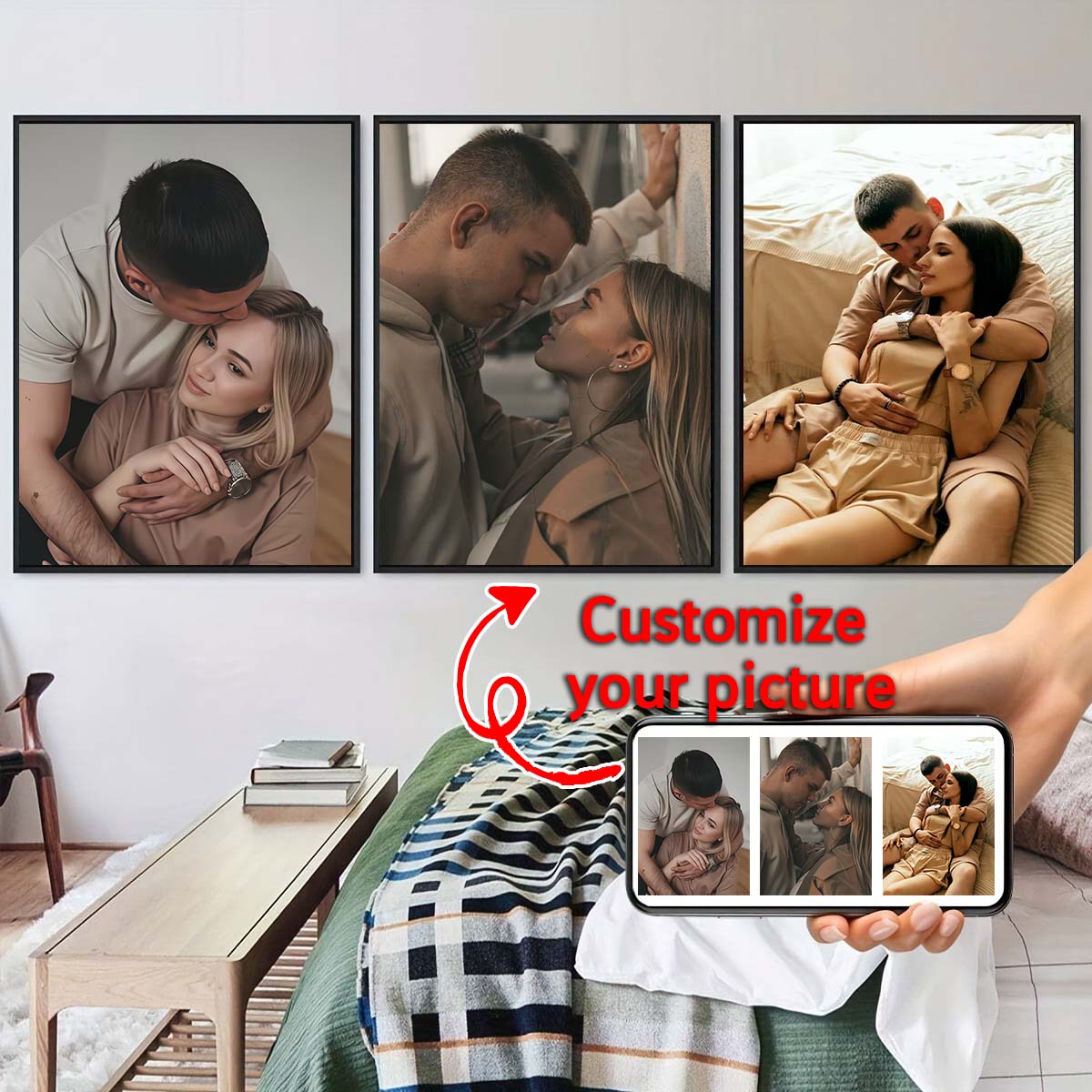 Triptych - 2D custom photo woo - Engraved Wood Frame review and price