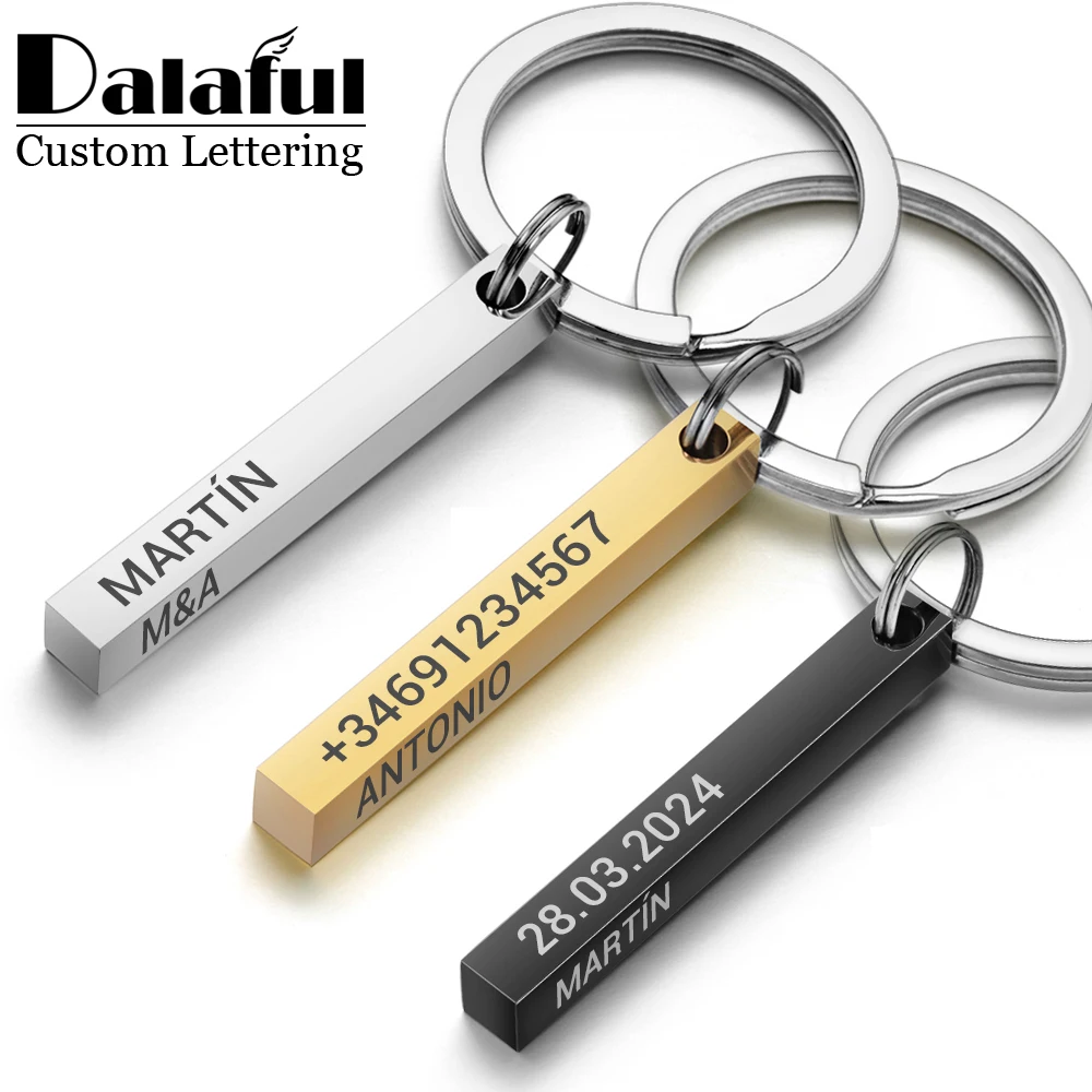 Personalized 3D Bar Keychain E - Initial Ring Custom review and price