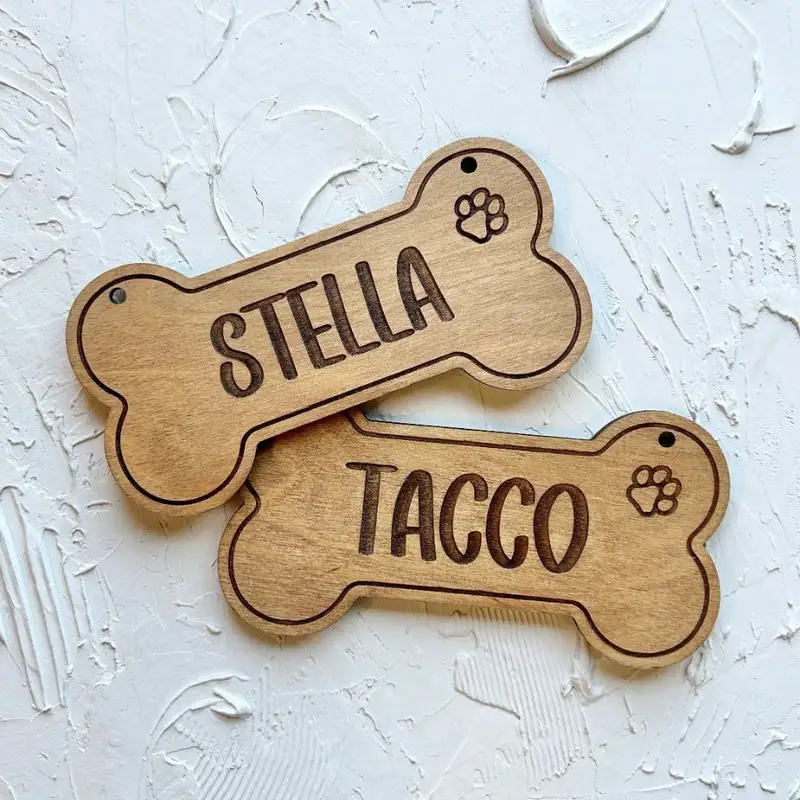 5PCS Custom Wooden Dog Tag - P - Pet Portrait Custom review and price