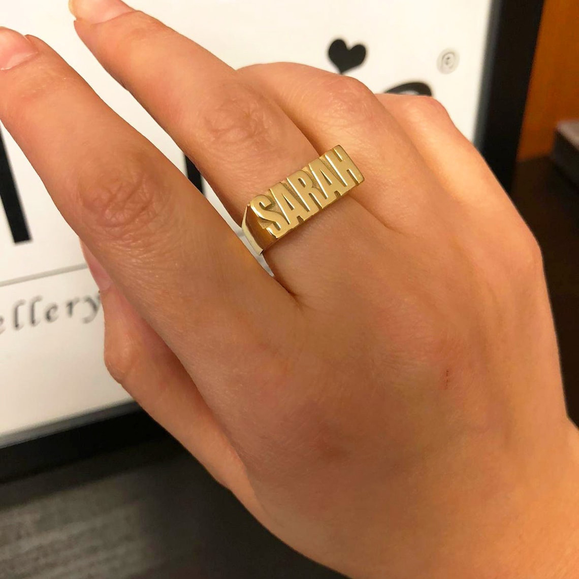 Custom Gold Gothic Rings for M - Initial Ring Custom review and price