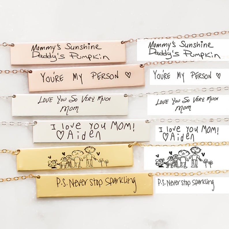 Personalized Custom Actual Han - Handwriting Necklace Bar review and price