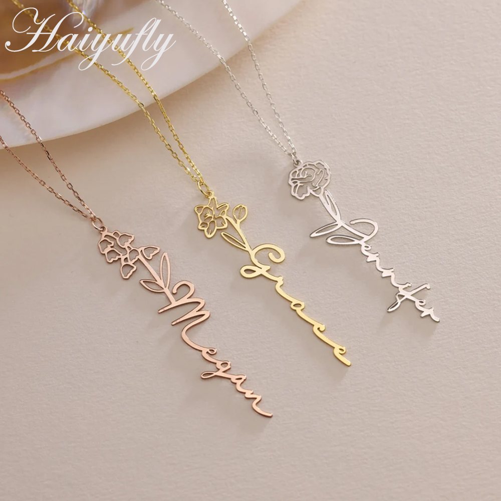 Haiyufly Custom Name Necklace  - Birth Flower Necklace review and price