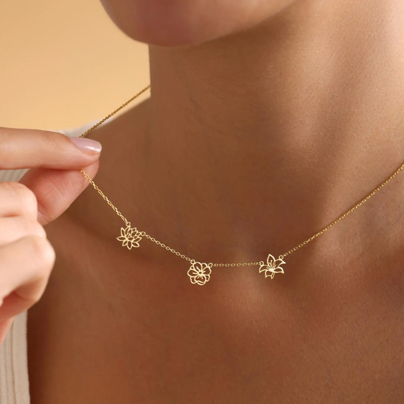 Customized Birth Flowers Neckl - Birth Flower Necklace review and price