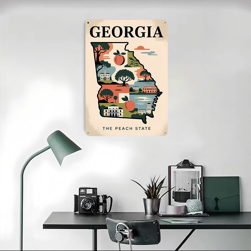 Georgia: The Peach State Illus - Custom Map Poster review and price