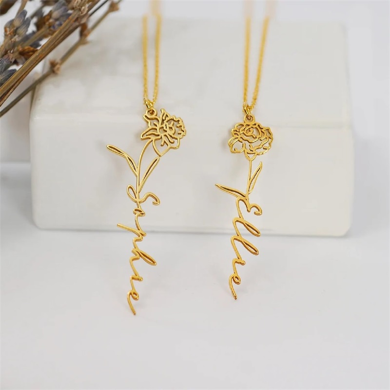 Personalized Birth Flower Name - Birth Flower Necklace review and price
