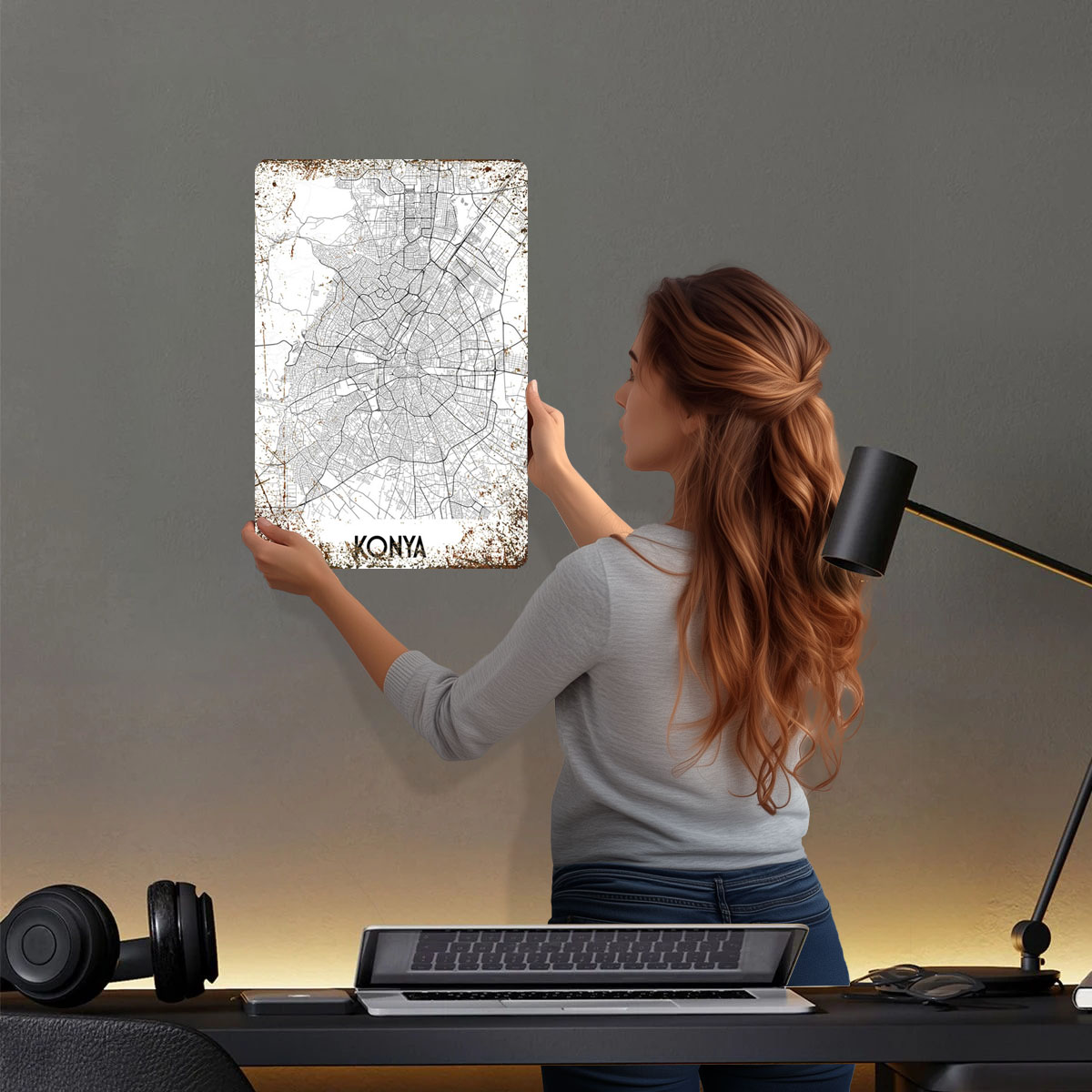 Konya City Map Tinplate Sign M - Custom Map Poster review and price