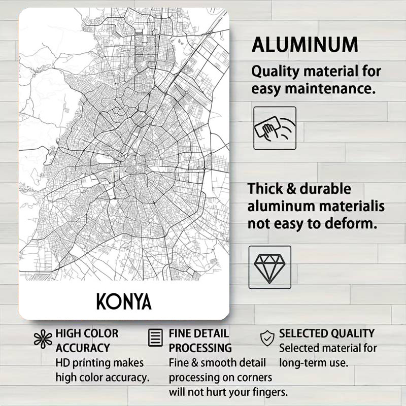 Konya City Map Tinplate Sign M - Custom Map Poster review and price
